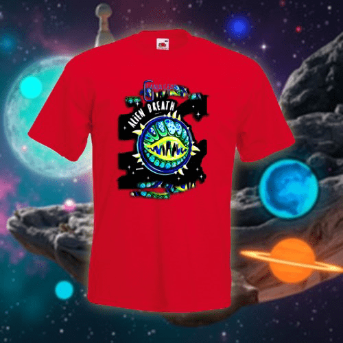 Rotes T-Shirt mit Alien Figur Anime