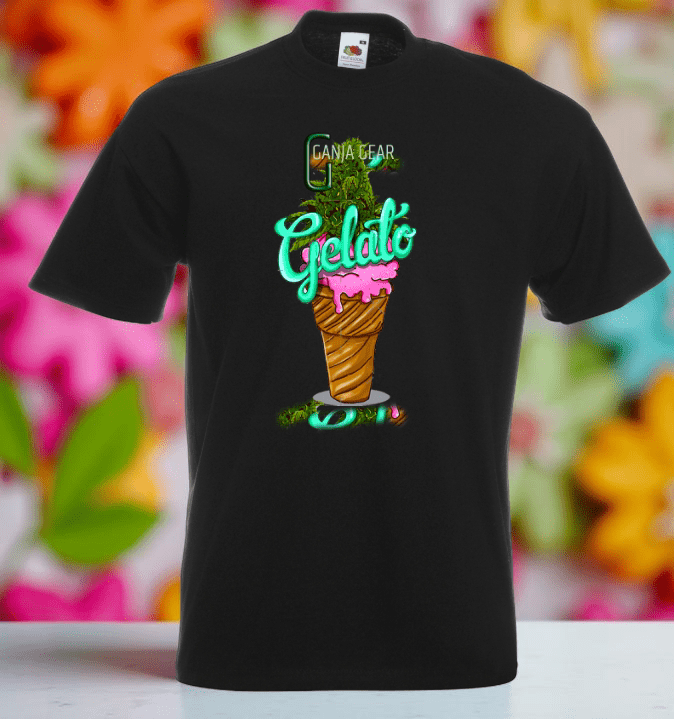 Schwarzes T-Shirt mit Eiskugel Figur Anime